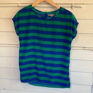 GAP blue and green striped short sleeve top, size small shirt